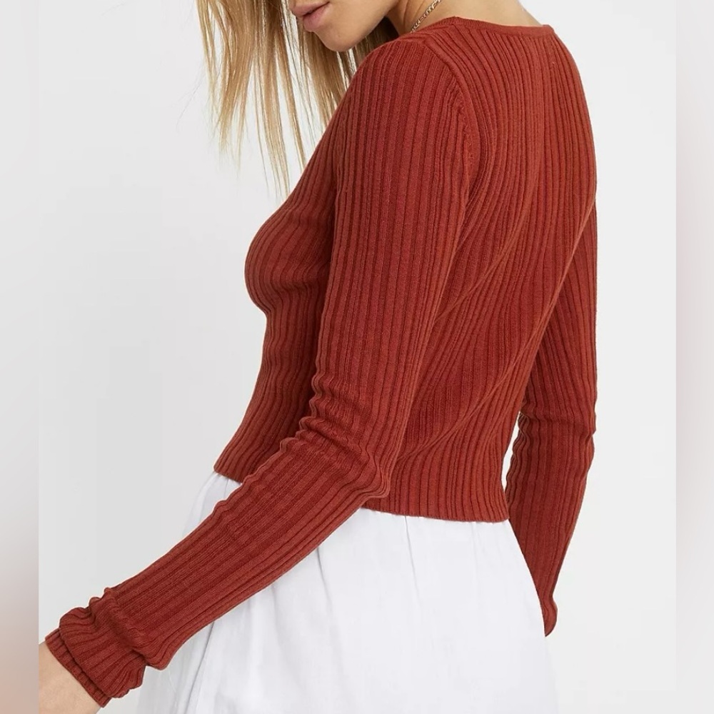 Urban Outfitters Rust Ribbed Knit Top - Picture 2 of 9